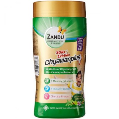 Чаванпраш Сона Чанди с золотом, серебром и шафраном, 450 гр  Chyawanprash Sona Chandi Zandu, 450 gr